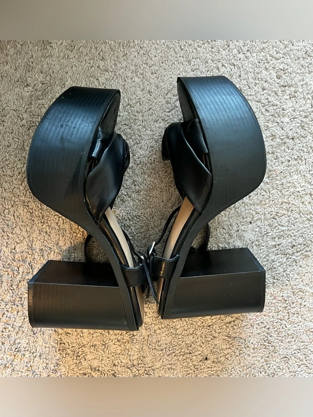 Torrid Black Soft Knot Platform Heels Sandals Size 12WW (Extra Wide Width)